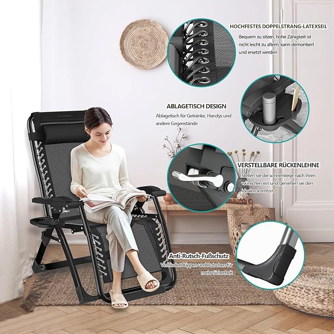 Chaise Longue Pliante + Coussin Relax GRATUIT
