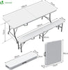 Ensemble table pliante et 2 bancs blanc 180x75x72cm | CH BE LU OFFRE LIMITÉE